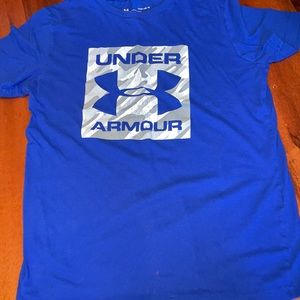 Youth Large Under Armour T-Shirt Blue Cotton